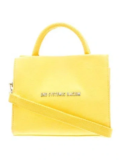 Pre-owned Brandon Blackwood Canvas Top Handle Bag In Yellow