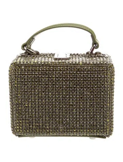 Pre-owned Brandon Blackwood Crystal Minaudière In Green