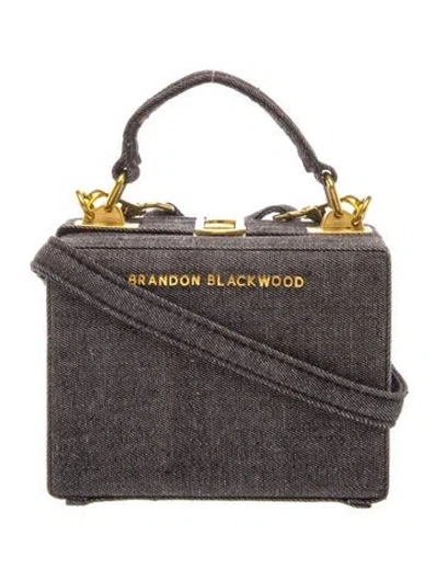 Pre-owned Brandon Blackwood Denim Top Handle Bag In Grey