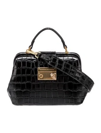Pre-owned Brandon Blackwood Embossed Leather Shoulder Bag In Black