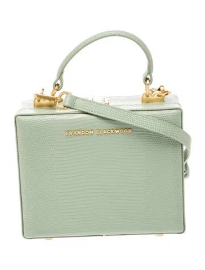 Pre-owned Brandon Blackwood Embossed Leather Shoulder Bag In Green