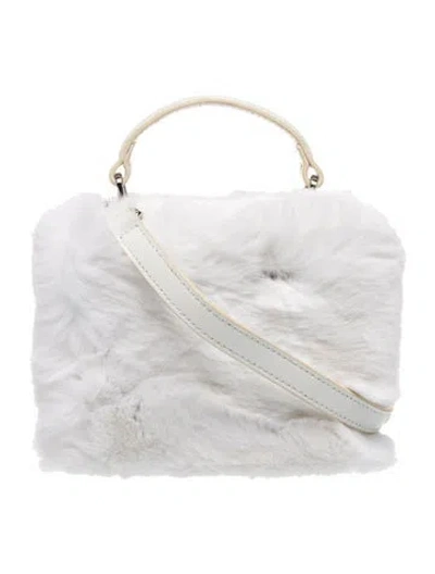 Pre-owned Brandon Blackwood Faux Fur Top Handle Bag In White