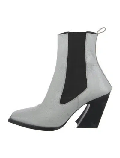 Pre-owned Brandon Blackwood Leather Colorblock Pattern Chelsea Boots In White
