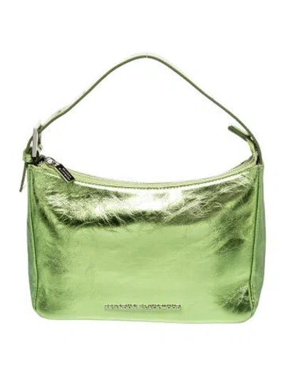 Pre-owned Brandon Blackwood Leather Shoulder Bag In Green/metallic