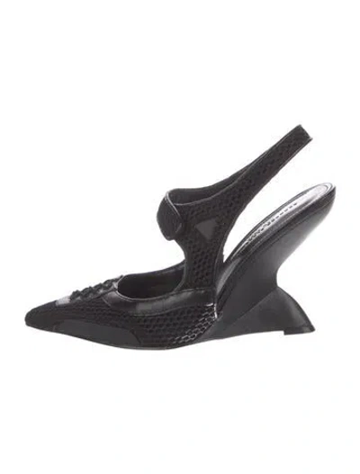 Pre-owned Brandon Blackwood Leather Slingback Pumps In Black