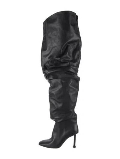Pre-owned Brandon Blackwood Leather Slouch Boots In Black