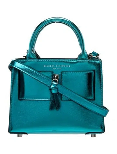 Pre-owned Brandon Blackwood Leather Top Handle Bag In Blue/metallic
