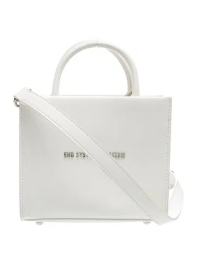 Pre-owned Brandon Blackwood Leather Top Handle Bag In White