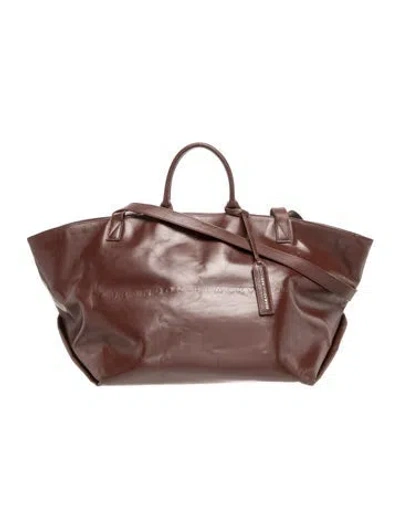 Pre-owned Brandon Blackwood Leather Tote In Brown