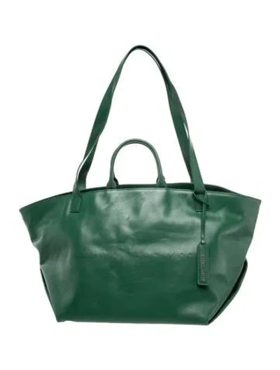 Pre-owned Brandon Blackwood Leather Tote In Green