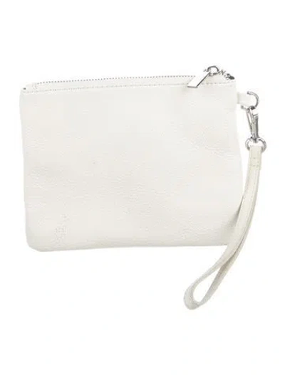 Pre-owned Brandon Blackwood Leather Wristlet In White