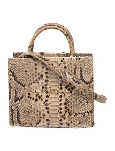 Pre-owned Brandon Blackwood Python Top Handle Bag In Brown
