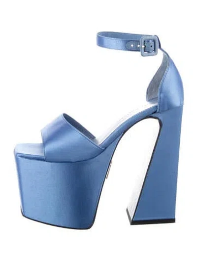 Pre-owned Brandon Blackwood Satin Sandals In Blue