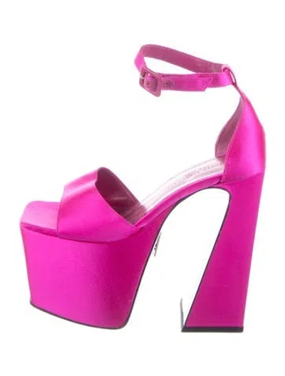 Pre-owned Brandon Blackwood Satin Sandals In Pink
