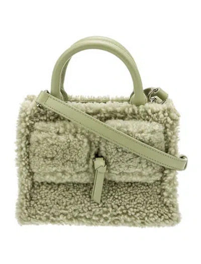 Pre-owned Brandon Blackwood Shearling Top Handle Bag In Green