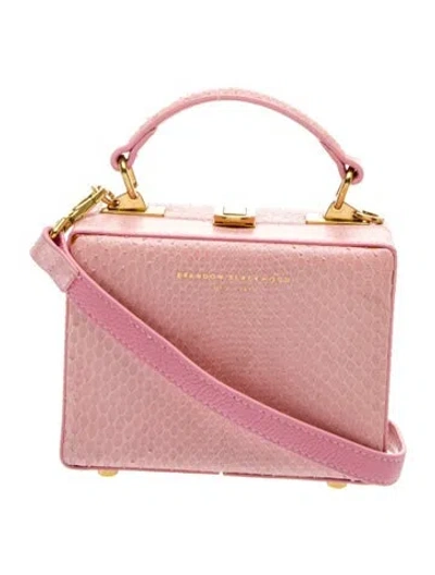 Pre-owned Brandon Blackwood Snakeskin Top Handle Bag In Pink