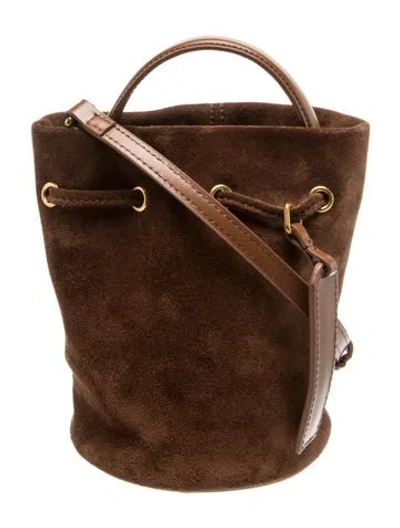 Pre-owned Brandon Blackwood Suede Bucket Bag In Brown