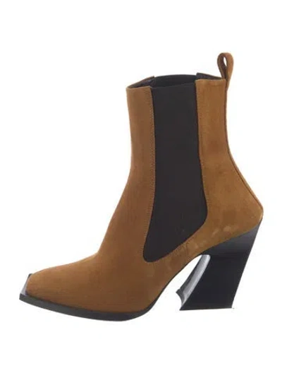Pre-owned Brandon Blackwood Suede Colorblock Pattern Chelsea Boots In Brown