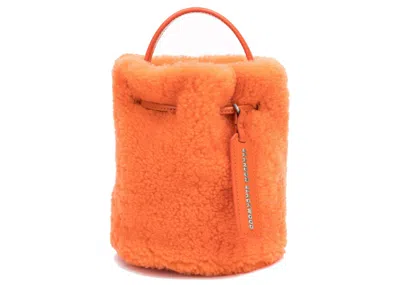 Pre-owned Brandon Blackwood Women's  Kamal Bucket Bag Shearling In Burnt Orange