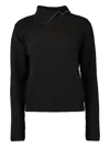 Brandon Maxwell The Addison Side Zip Turtleneck Sweater In Black