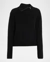 Brandon Maxwell The Addison Side Zip Turtleneck Sweater In Black