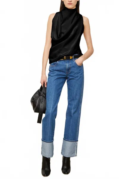 Brandon Maxwell Alexa Wide Leg Denim Pants In American Blue