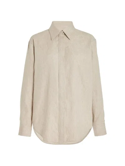 Brandon Maxwell Allie Button-down Shirt In Neutrals