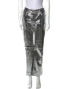 Brandon Maxwell Alligator Pants In Silver In Silver