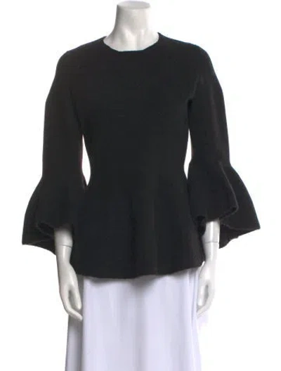 Pre-owned Brandon Maxwell Alpaca Crew Neck Top In Black