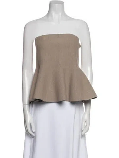 Pre-owned Brandon Maxwell Alpaca Strapless Top In Neutral