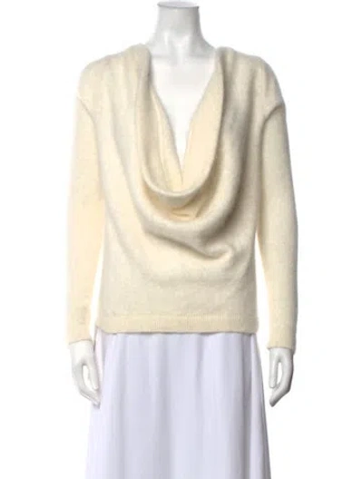 Pre-owned Brandon Maxwell Angora Cowl Neck Sweater In White