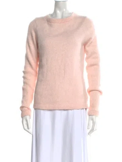 Pre-owned Brandon Maxwell Angora Crew Neck Sweater In Pink