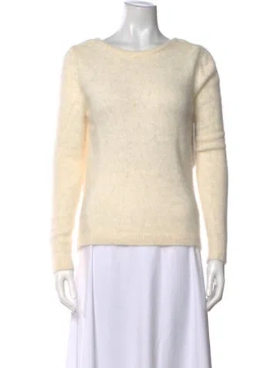 Pre-owned Brandon Maxwell Angora Crew Neck Sweater In White