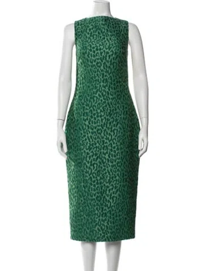 Pre-owned Brandon Maxwell Animal Print Knee-length Dress In Green