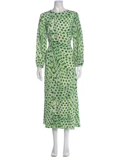 Pre-owned Brandon Maxwell Animal Print Long Dress In Green