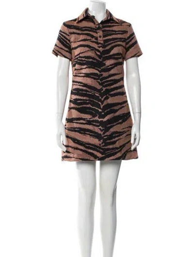 Pre-owned Brandon Maxwell Animal Print Mini Dress In Orange