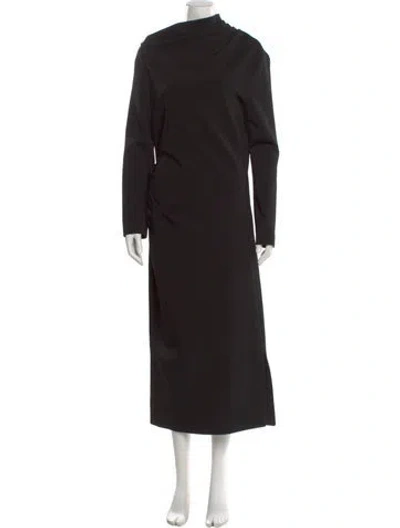 Pre-owned Brandon Maxwell Asymmetrical Long Dress In Black
