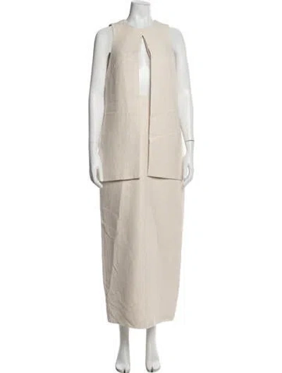 Pre-owned Brandon Maxwell Asymmetrical Long Dress In Gray