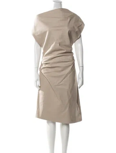 Pre-owned Brandon Maxwell Asymmetrical Midi Length Dress In Neutrals