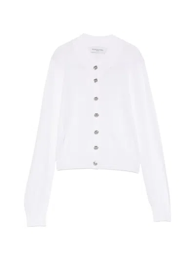 Brandon Maxwell Aubrey Button Cardigan In White