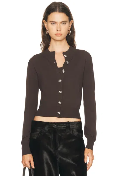 Brandon Maxwell Aubrey Cardigan In Brown