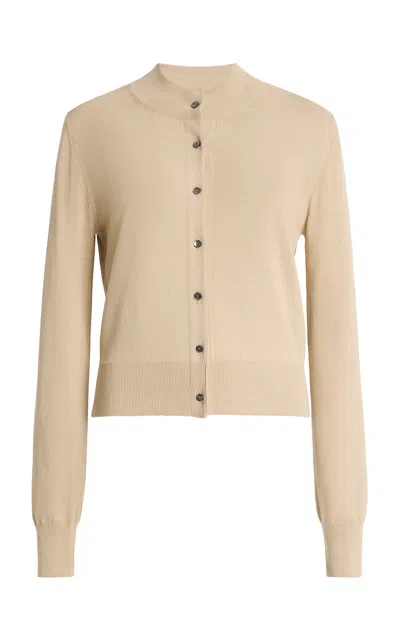 Brandon Maxwell Aubrey Crew Neck Cardigan In Pink