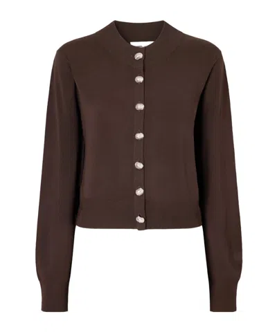 Brandon Maxwell Aubrey Knitted Cardigan In Brown