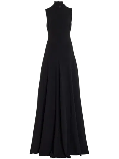 Brandon Maxwell The Aurora Mock Neck Stretch-crepe Maxi Dress In Black