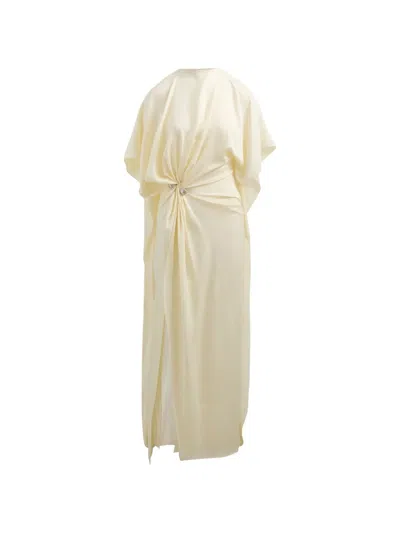 Brandon Maxwell B Maxwell Draped Dress With Cuff Link Hardware Ivory In Neutral