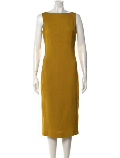 Pre-owned Brandon Maxwell Bateau Neckline Knee-length Dress In Yellow
