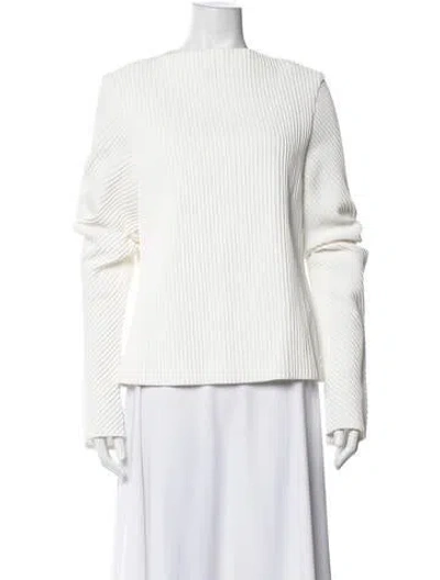 Pre-owned Brandon Maxwell Bateau Neckline Long Sleeve Top In White