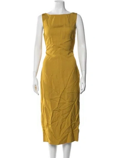 Pre-owned Brandon Maxwell Bateau Neckline Midi Length Dress In Yellow