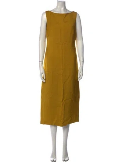 Pre-owned Brandon Maxwell Bateau Neckline Midi Length Dress In Yellow