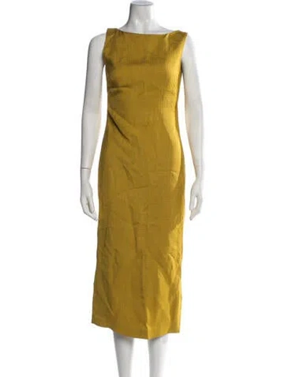 Pre-owned Brandon Maxwell Bateau Neckline Midi Length Dress In Yellow